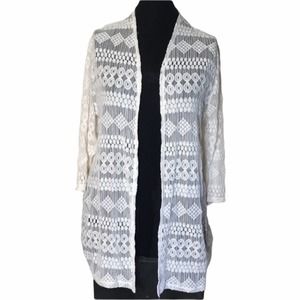 Chico’s travelers collection cream lace cardigan